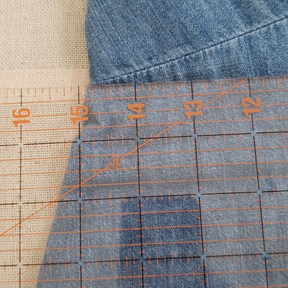 Old Navy Top Women's S Denim Pin Up Corset Knotted Smocked Tank Milkmaid - Picture 5 of 7